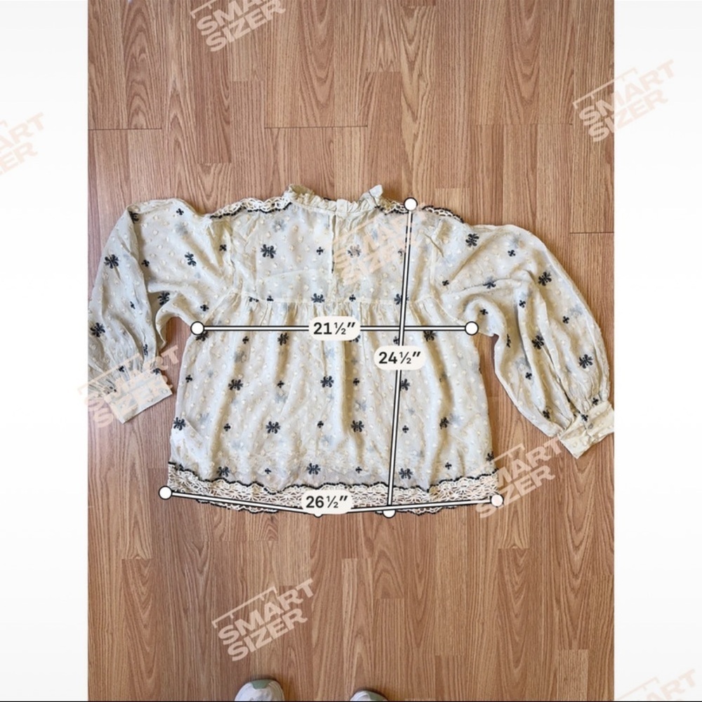 Zara Cream Embroidered Peasant Blouse with Black Accents - Picture 4 of 5